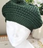 Forest Green Slouchy Boho Crochet Woollen Beret - Image 5