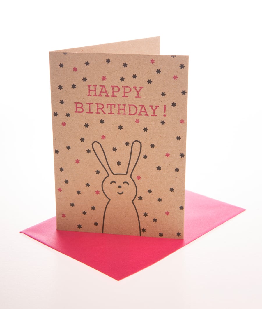 Birthday bunny - mini greetings card