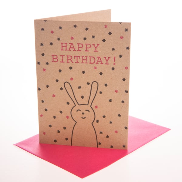 Birthday bunny - mini greetings card