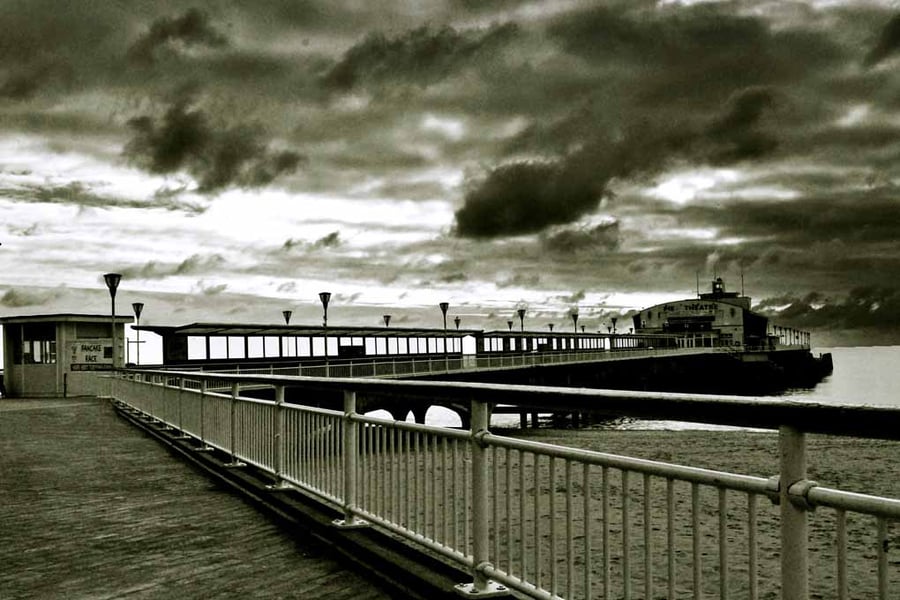Bournemouth Pier And Beach Dorset England UK 18"X12" Print