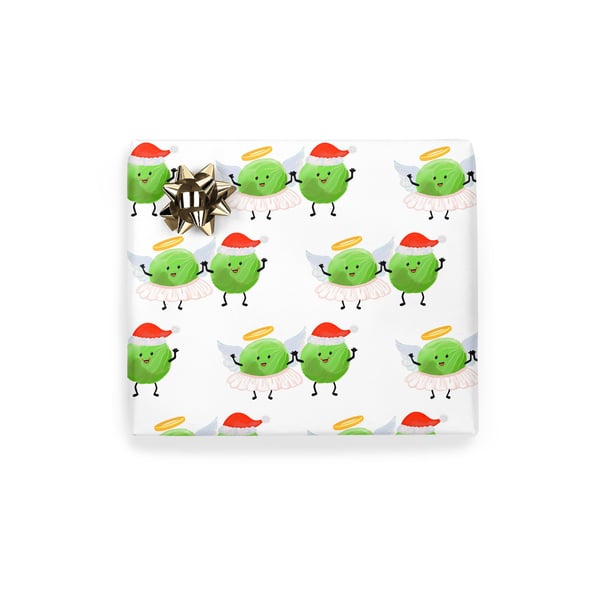 Sprout Wrapping Paper, Cute Angel & Christmas Sprout Gift Wrap