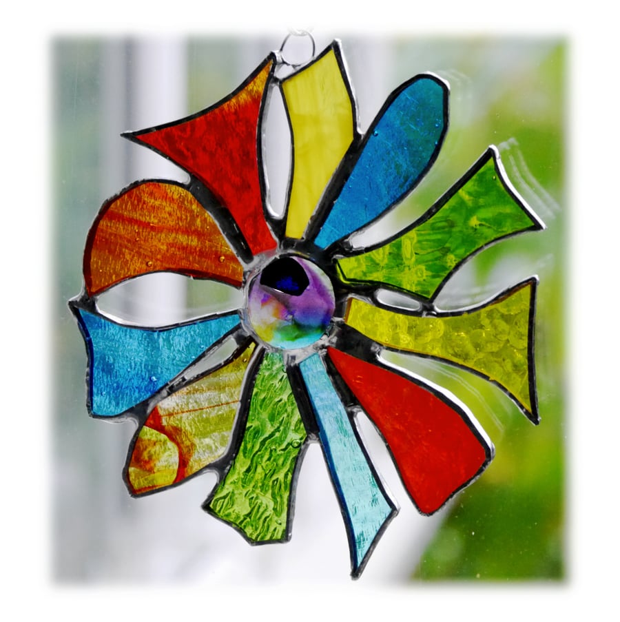 Tropical Flower Suncatcher Stained Glass Dichroic 004