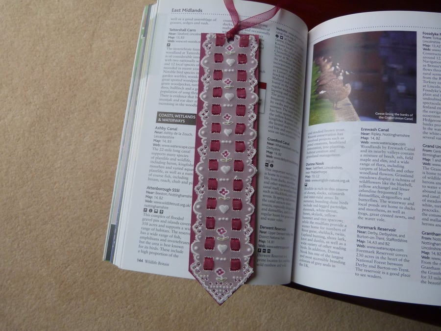 Hearts and Flowers Parchment Bookmark