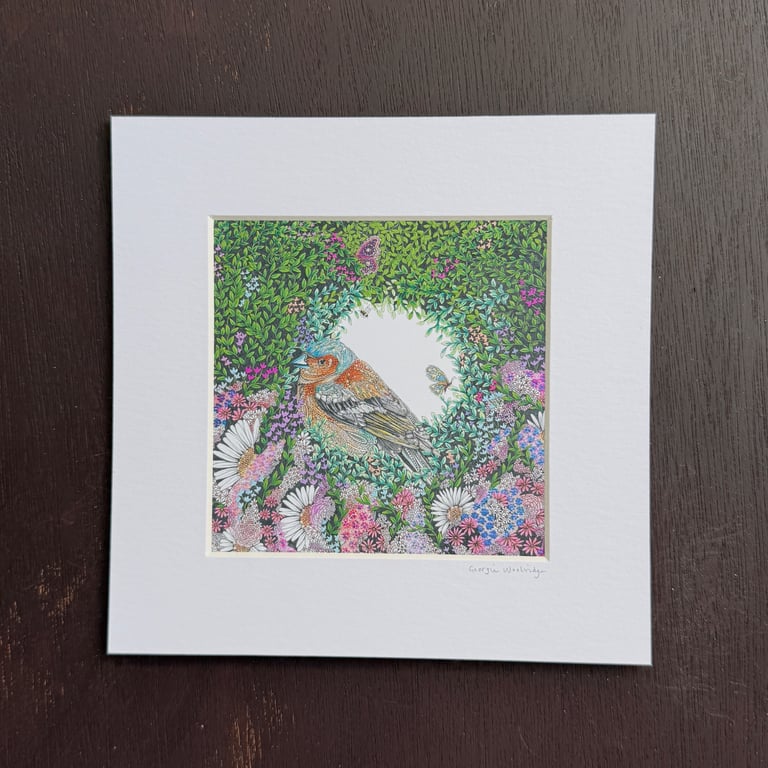 LIMITED EDITION 'Chaffinch' 8" x 8" Mounted Print
