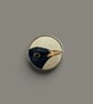 Miniature Blackbird Pin Badge - 1" Silver Metal Brooch - Justine Williams Art