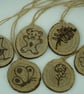 Unique Hand Crafted Double-Sided Wooden Hanging Decorations. Set of Six. - Image 1