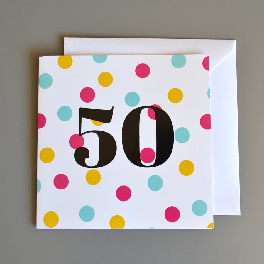 50th Birthday Card for Her -50 -Fifty - Fiftieth Birthday Card