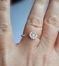 Silver Flower Stacking Ring with Hammered Band - Sterling and Fine Silver - Image 4