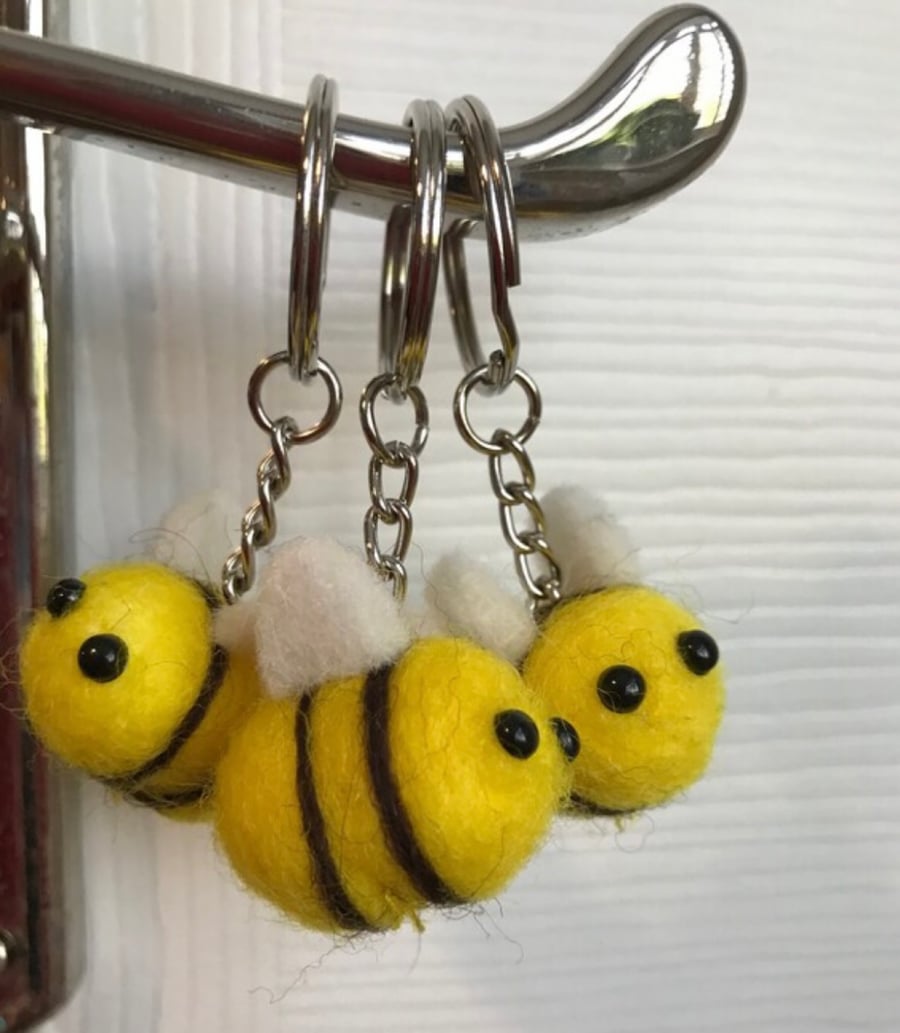Felted Bee Keyring 
