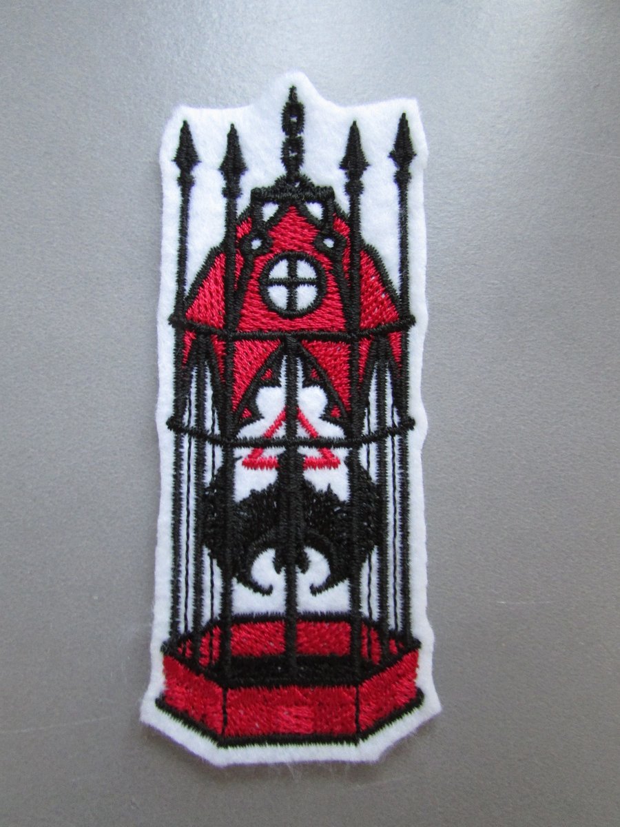 Embroidered Gothic Bat in Cage Applique Patch