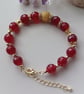 Ruby beaded bracelet for women with adjustable chain, gift for her