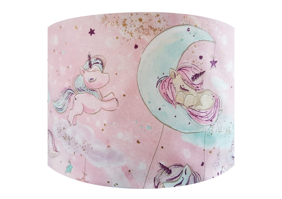 Pink Dreaming Unicorn Moon Lampshade - Light Ceiling Shade Nursery Night