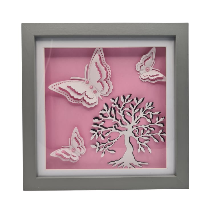 Homemade Butterfly and Tree of Life - Shadow Box