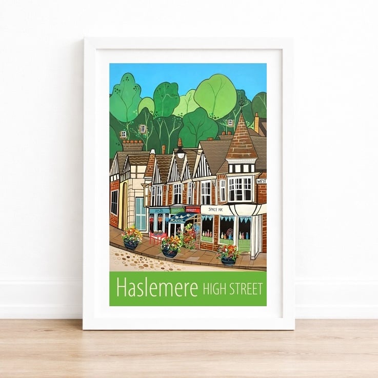 Haslemere High Street travel poster print by Susie West