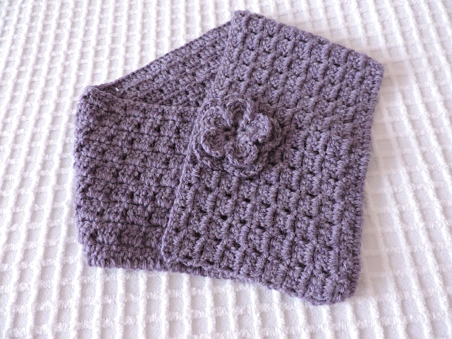 Crochet Cowl Neck Warmer Scarf Alpaca and Acrylic