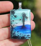 Dichroic Glass Mermaid Necklace: Fused Glass Sea Landscape Pendant F8