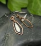 Hammered Copper Wire Earrings with Frosted White AB Dagger Beads - Image 3