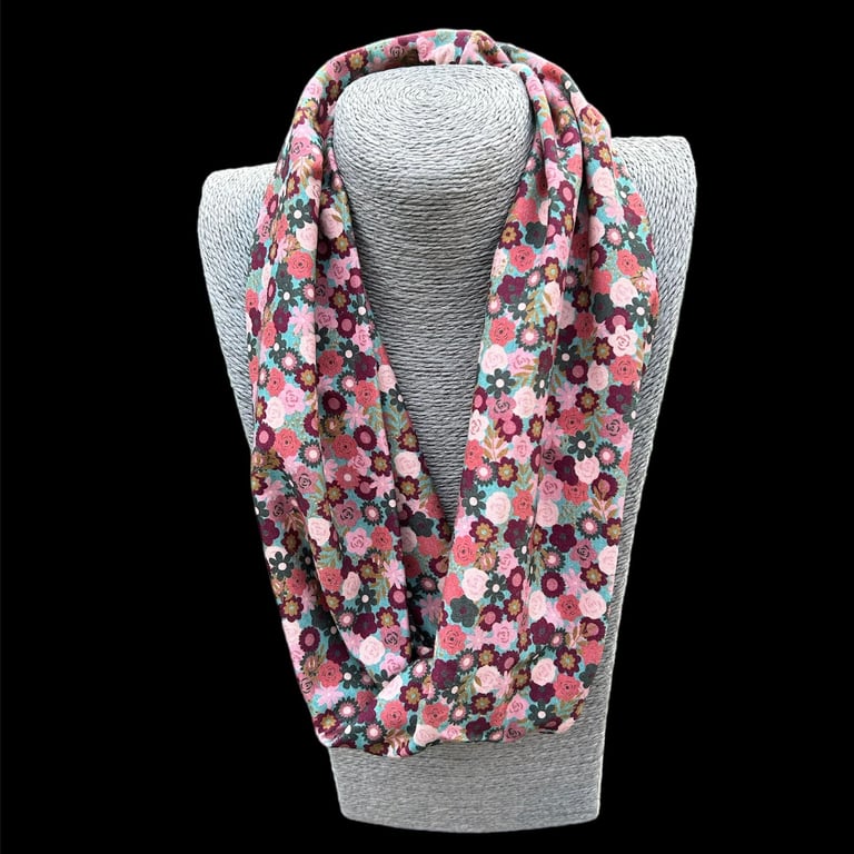 Pink floral soft Cotton Infinity Scarf