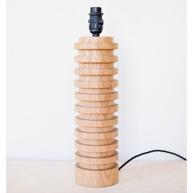 Hand turned wood mid century inspired lamp base