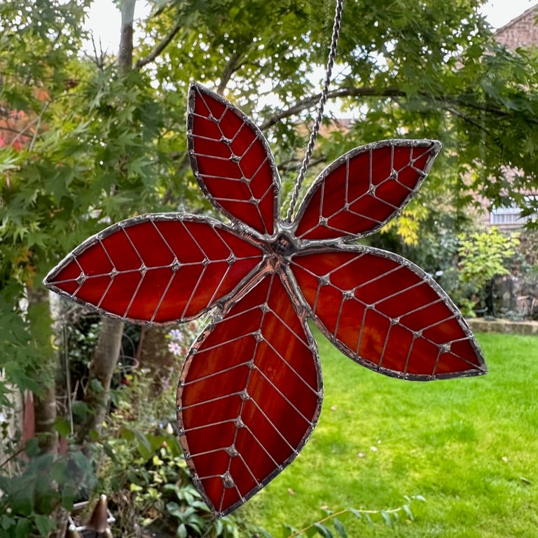 Stained Glass Horse Chestnut Leaf Suncatcher - Hanging Window Decoration 