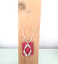 Contemporary Silver & Bright  Pink Pendant Necklace 18" - Image 6
