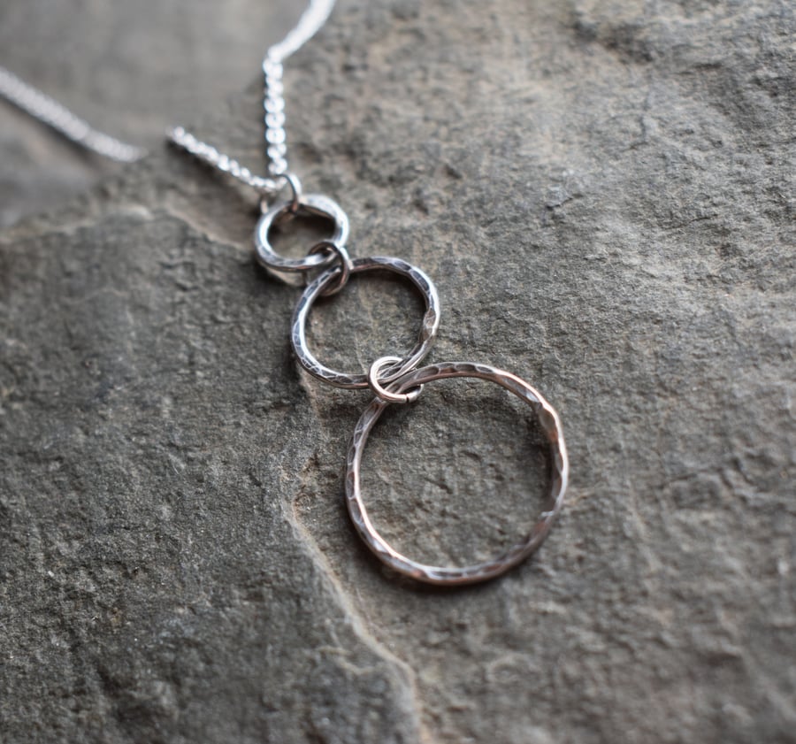 Hammered Silver Hoop Necklace - Gift Jewellery
