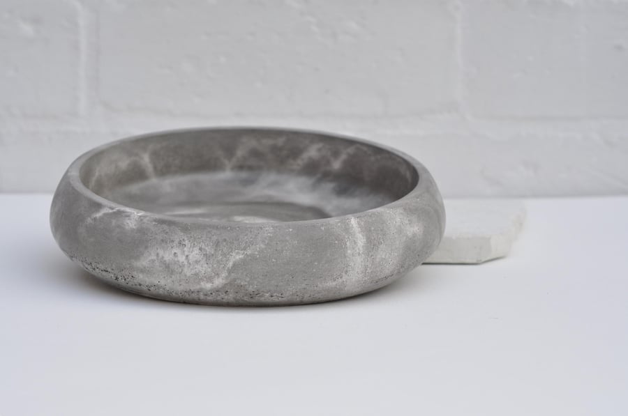 Concrete Key Bowl Handmade Grey & White Accessory Dish Modern Minimalist Home De