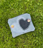 Denim purse with hearts - Upcycled jeans pockets