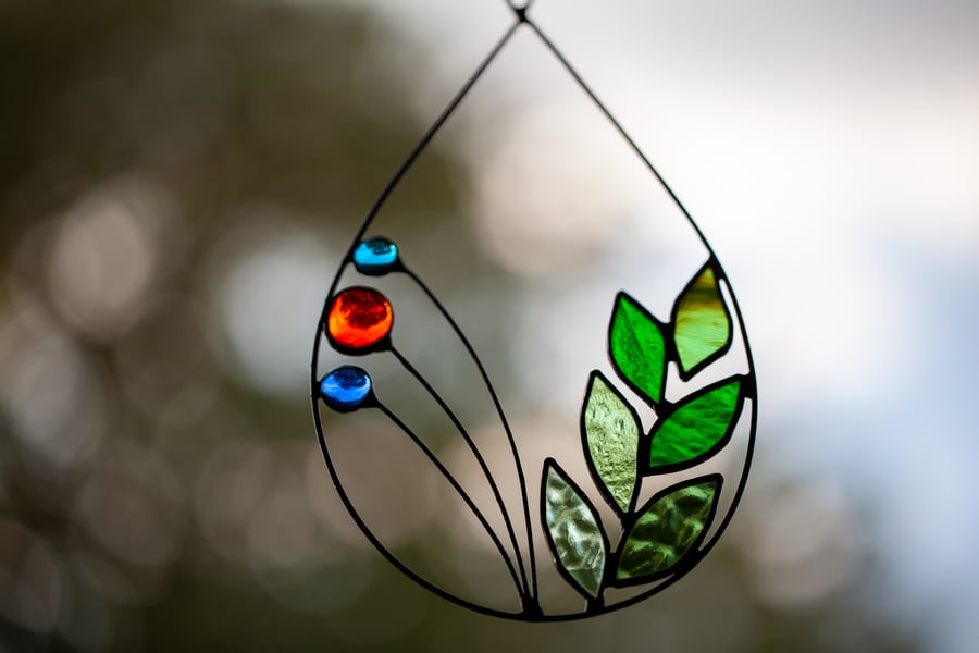 Leafy Stained Glass Suncatcher