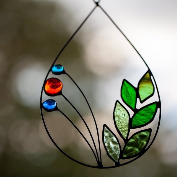 Leafy Stained Glass Suncatcher