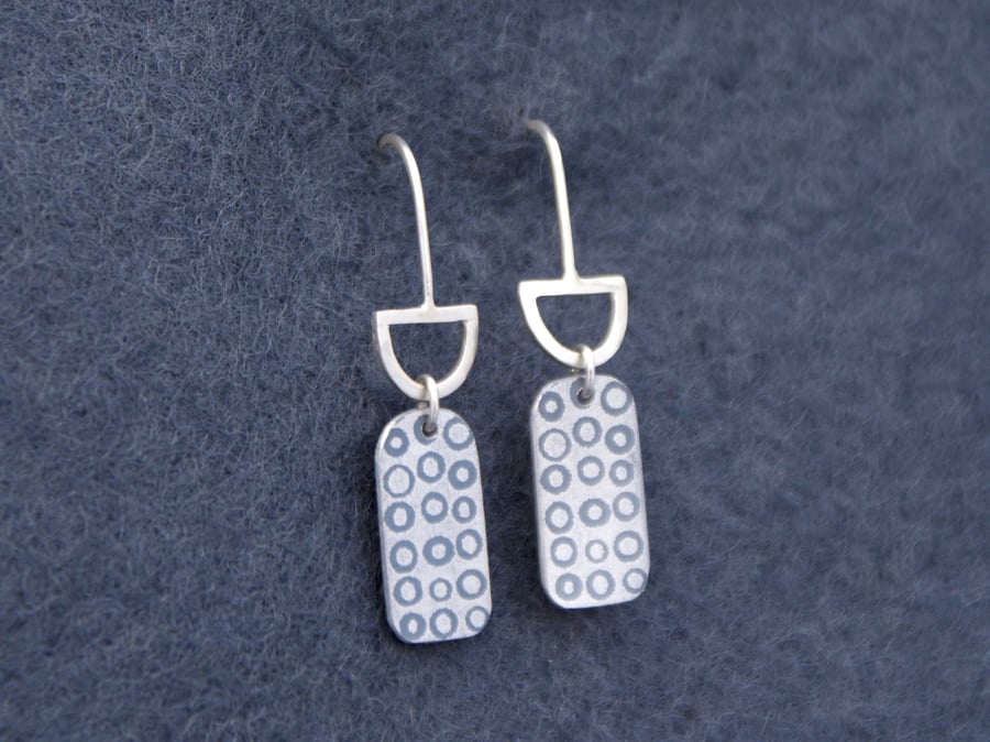 Grey and silver dangle earrings