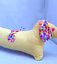 Pin Cushion Sausage Dog in yellow and multi colours - Image 3