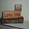 shabby chic distressed love you to the moon shelf blocks