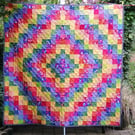 Handmade Patchwork Quilt Rainbow Trip Around The World by Diane Davis