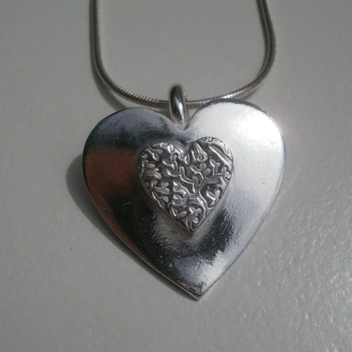 Fine Silver Heart on Heart Pendant