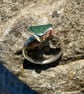 Forest Green Sea Glass and Sterling Silver Ring - Size T - 1358 - Image 2