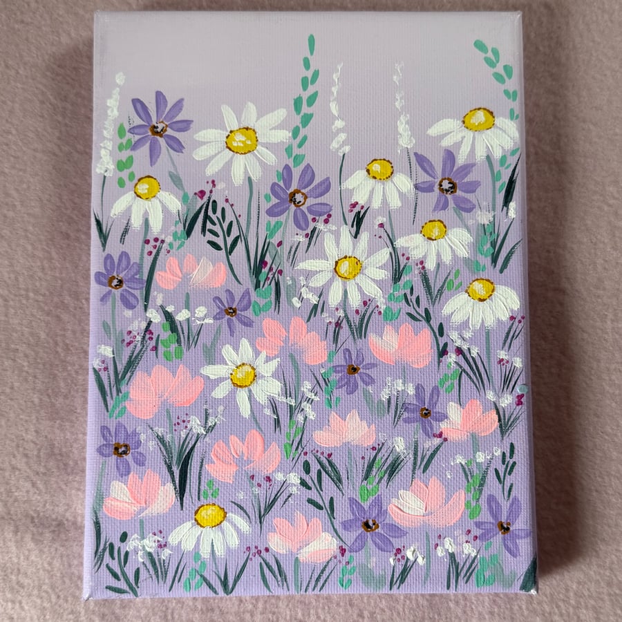 Lilac Wildflowers Acrylic Painting