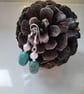 Designer Natural African Turquoise & Baroque Freshwater Pearl Earrings - Image 5