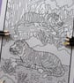 Tigers Jungle A4 Colouring Page Printable JPG by S Godwin Studio