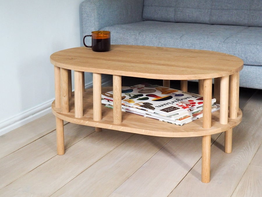 Nook Coffee Table - solid oak book hide