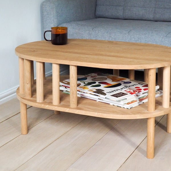 Nook Coffee Table - solid oak book hide