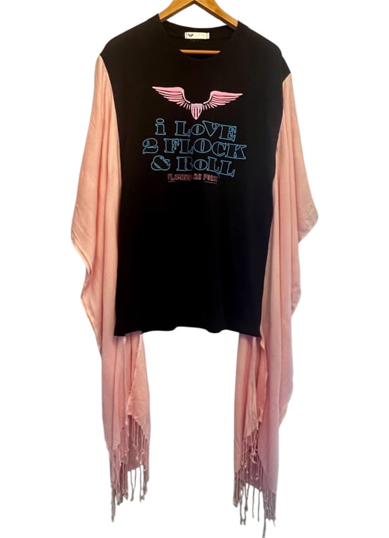 One Of A Kind Upcycled Boho Flamingo Top Tunic