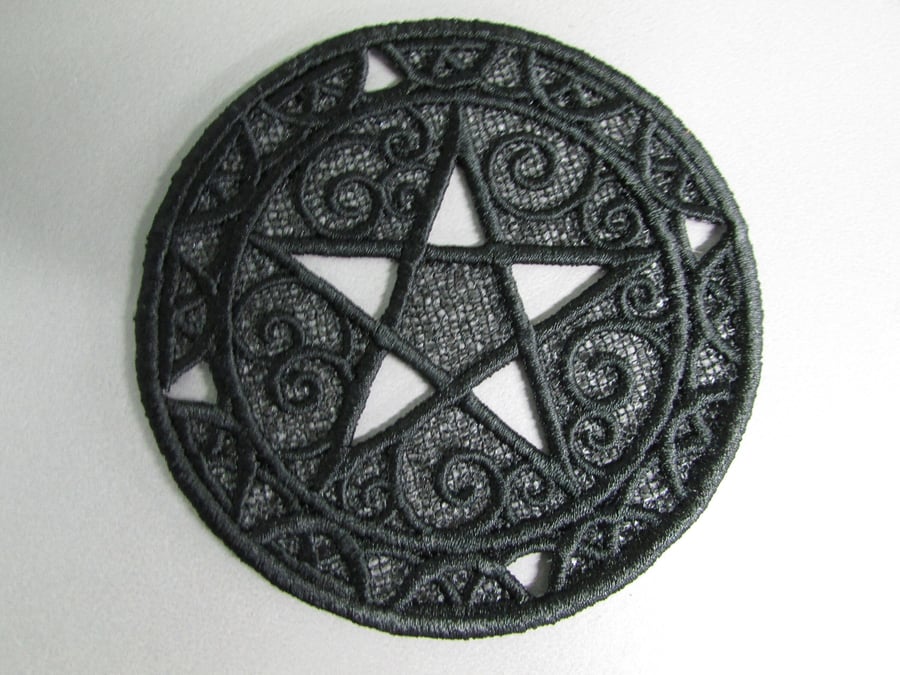 Embroidered Lace Pentagram Wiccan Pagan Applique you choose colour