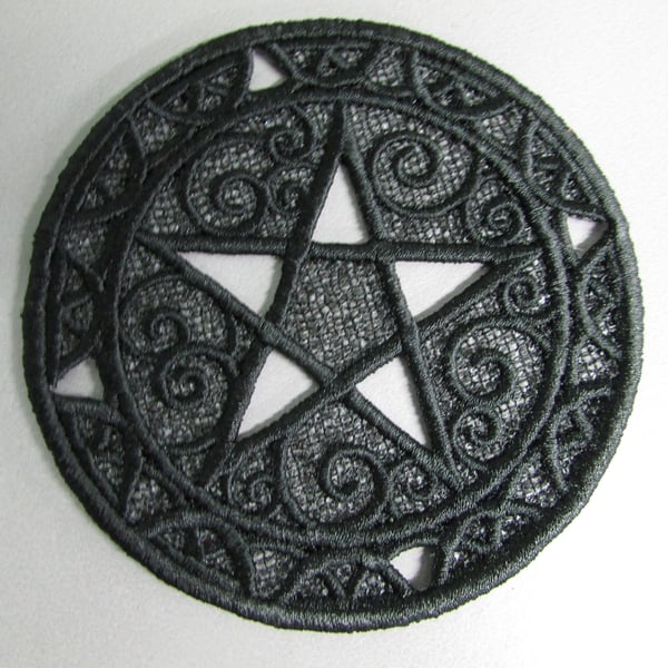 Embroidered Lace Pentagram Wiccan Pagan Applique you choose colour
