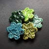 Set of five chunky green ceramic charms