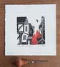 The Shambles Ghosts, York Linocut, Lino Print by Giuliana Lazzerini