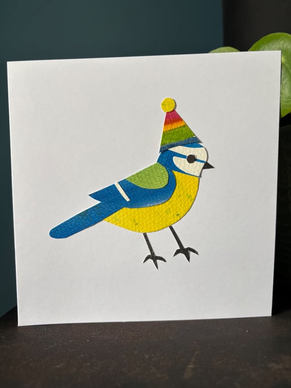 Blue Tit Bird Birthday Card
