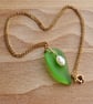 Bright Green Sea Glass and Pearl Pendant - Fine 14k Gold Filled Chain  - Image 3