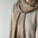 Neutral Taupe Silk Scarf, Botanically Dyed Lightweight Shawl, Silk Head Wrap