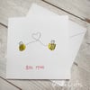 Hand Painted Welsh Sea Glass BEE Mine Valentine's Day Card